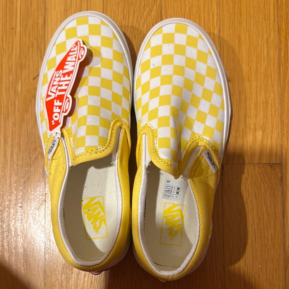 Vans Yellow Checkered Slip-On Sneakers